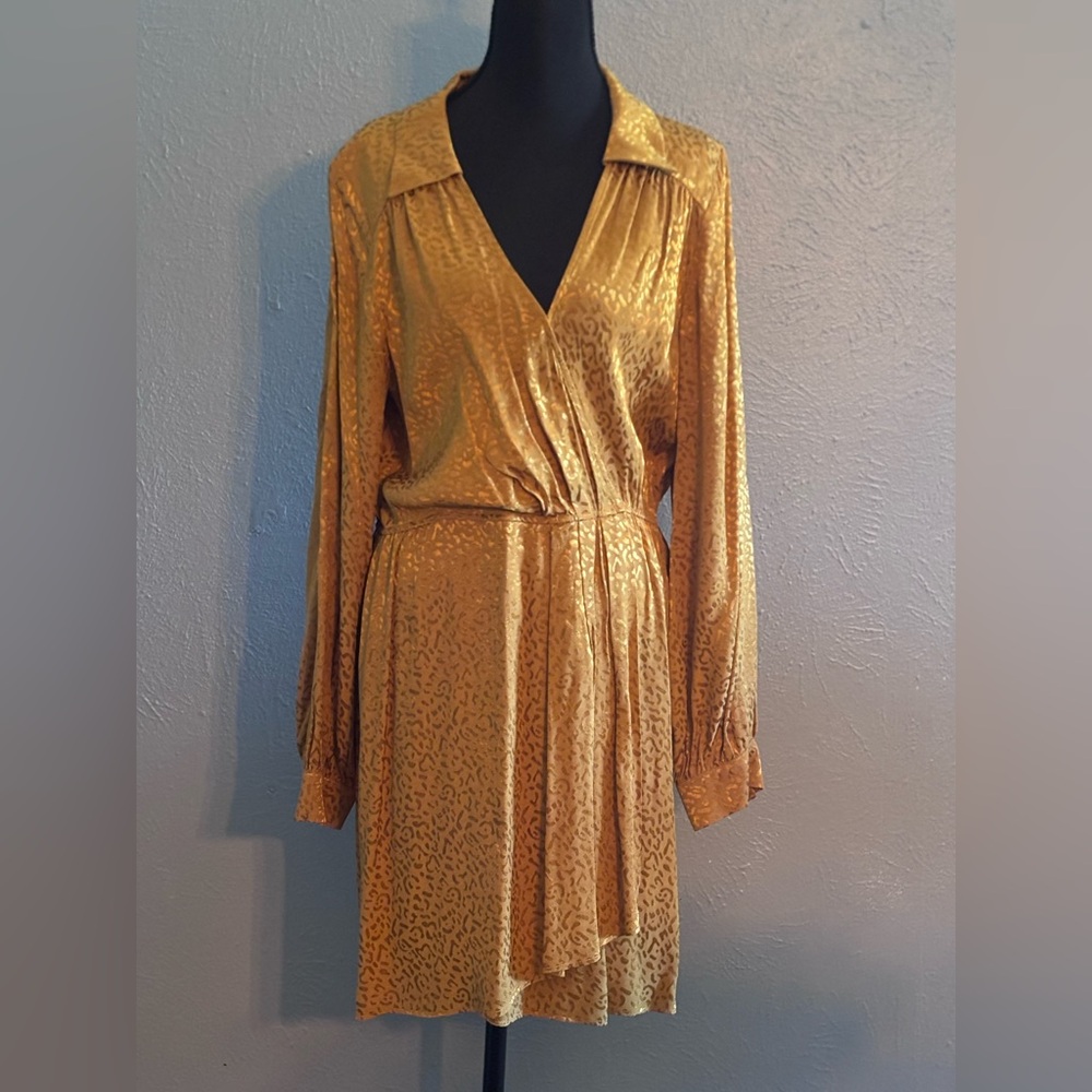 Women’s dress mustard/gold color medium party or work attire Anthropologie